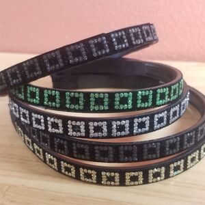 Girl Headbands Lot 5 Pcs 1/2" Wide Glitter Hairbands Black, Gold, Silver, Green